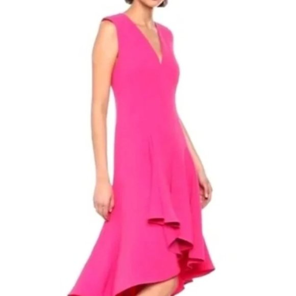 NWT Halston Heritage Pink High Low Sleeveless Cocktail Dress - Picture 3 of 5